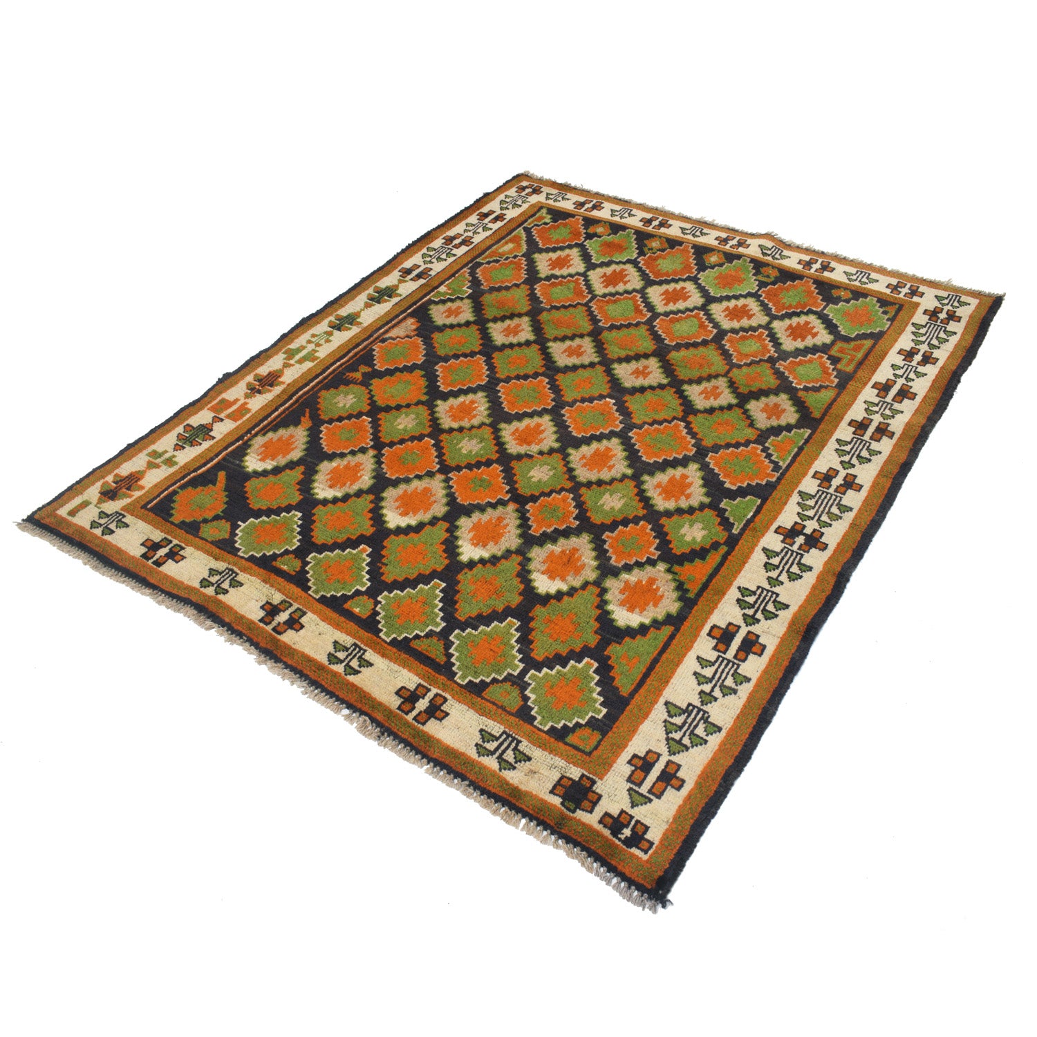 Kohistani Area Rug Handmade Black Geometric 5x6 ft