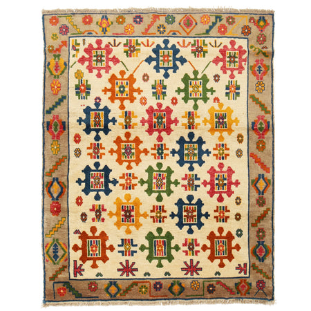 Kohistani Area Rug Handmade Beige FLoral 5x6 ft