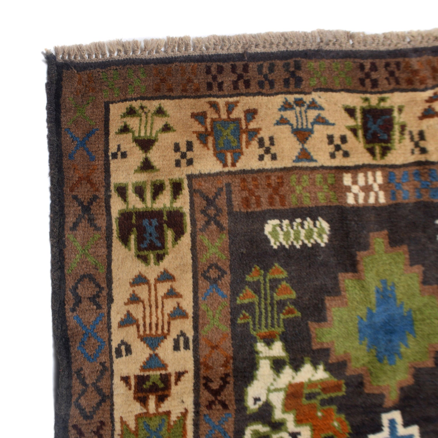 Kohistani Area Rug Handmade Black Floral 5x8 ft