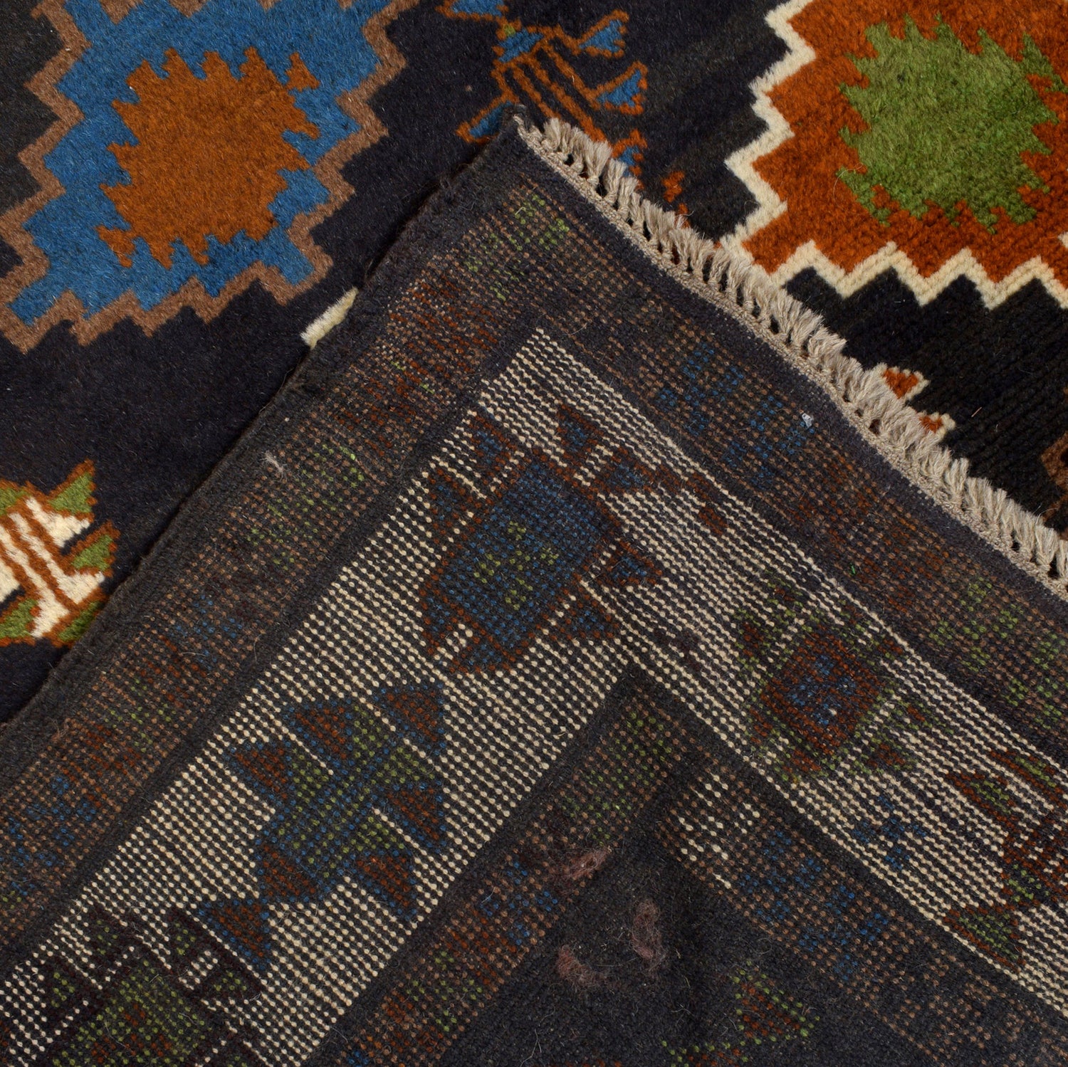 Kohistani Area Rug Handmade Black Floral 5x8 ft