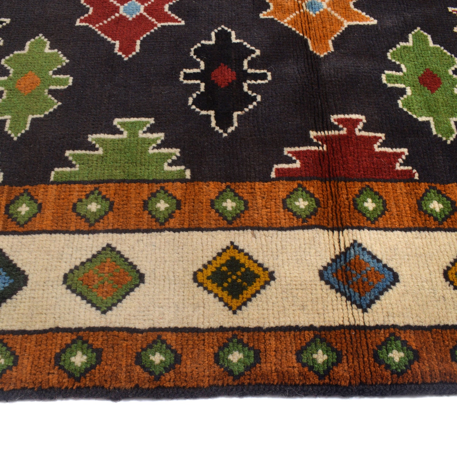 Kohistani Area Rug Handmade Black Floral 5x6 ft