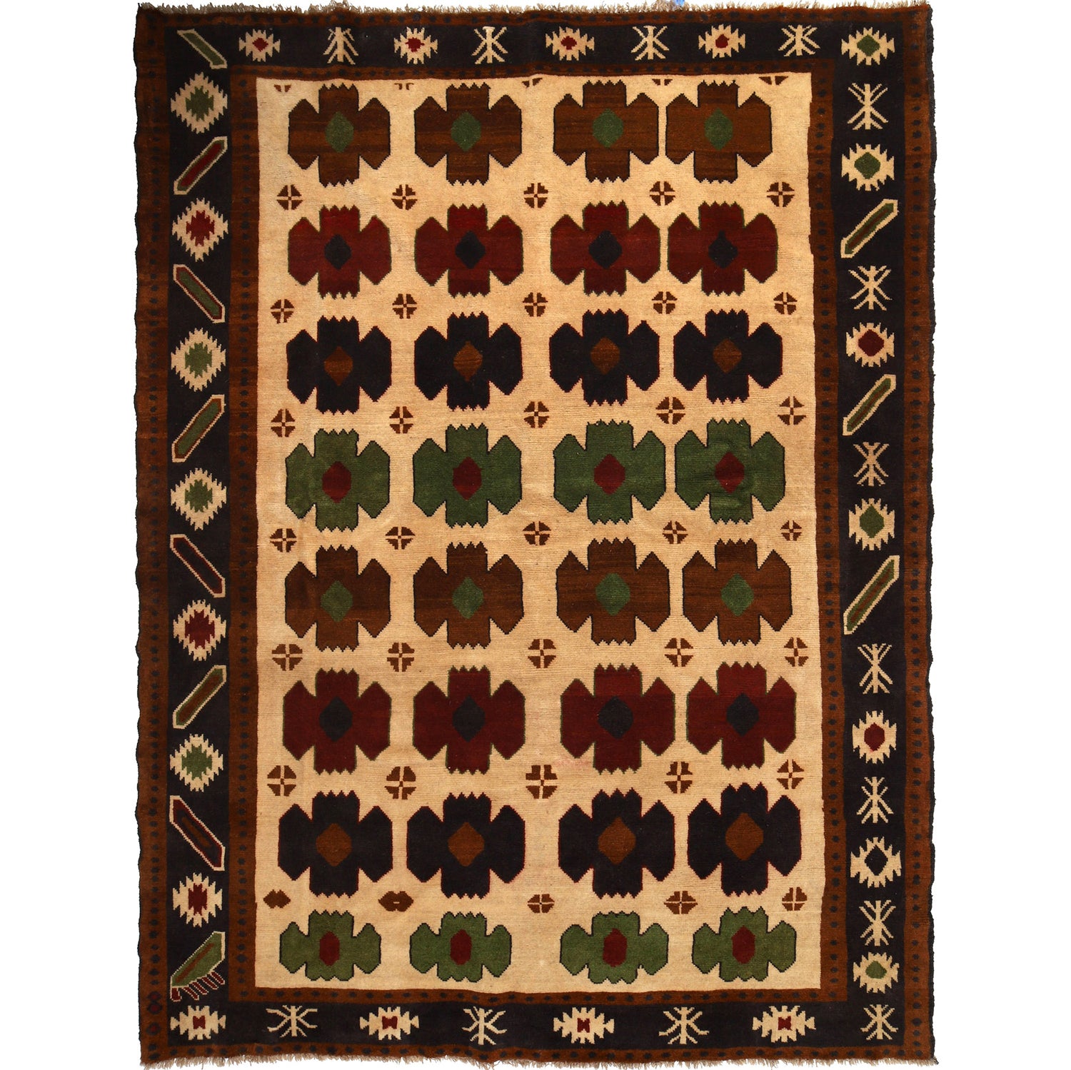 Kohistani Area Rug Handmade Beige Floral 6x9 ft