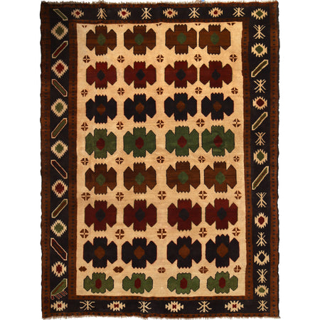 Kohistani Area Rug Handmade Beige Floral 6x9 ft