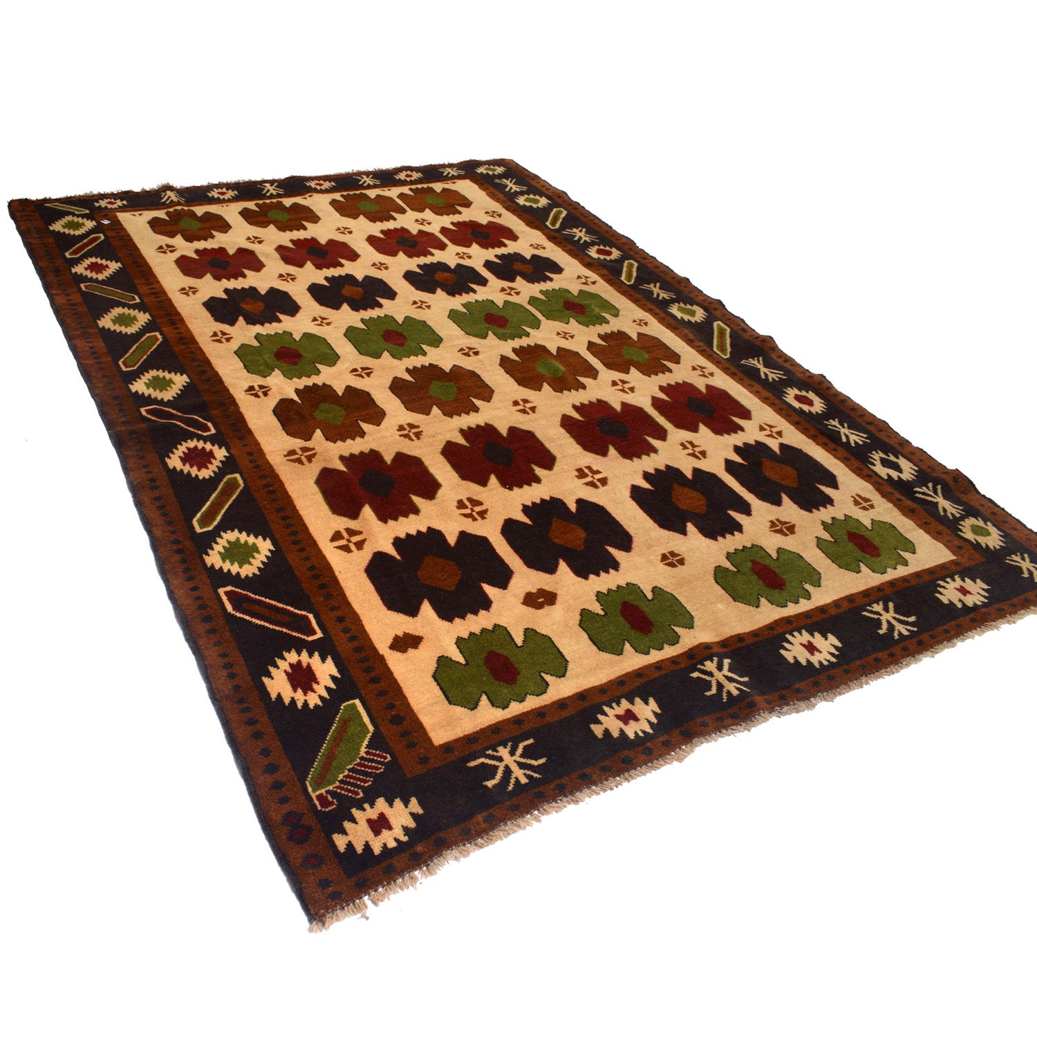 Kohistani Area Rug Handmade Beige Floral 6x9 ft