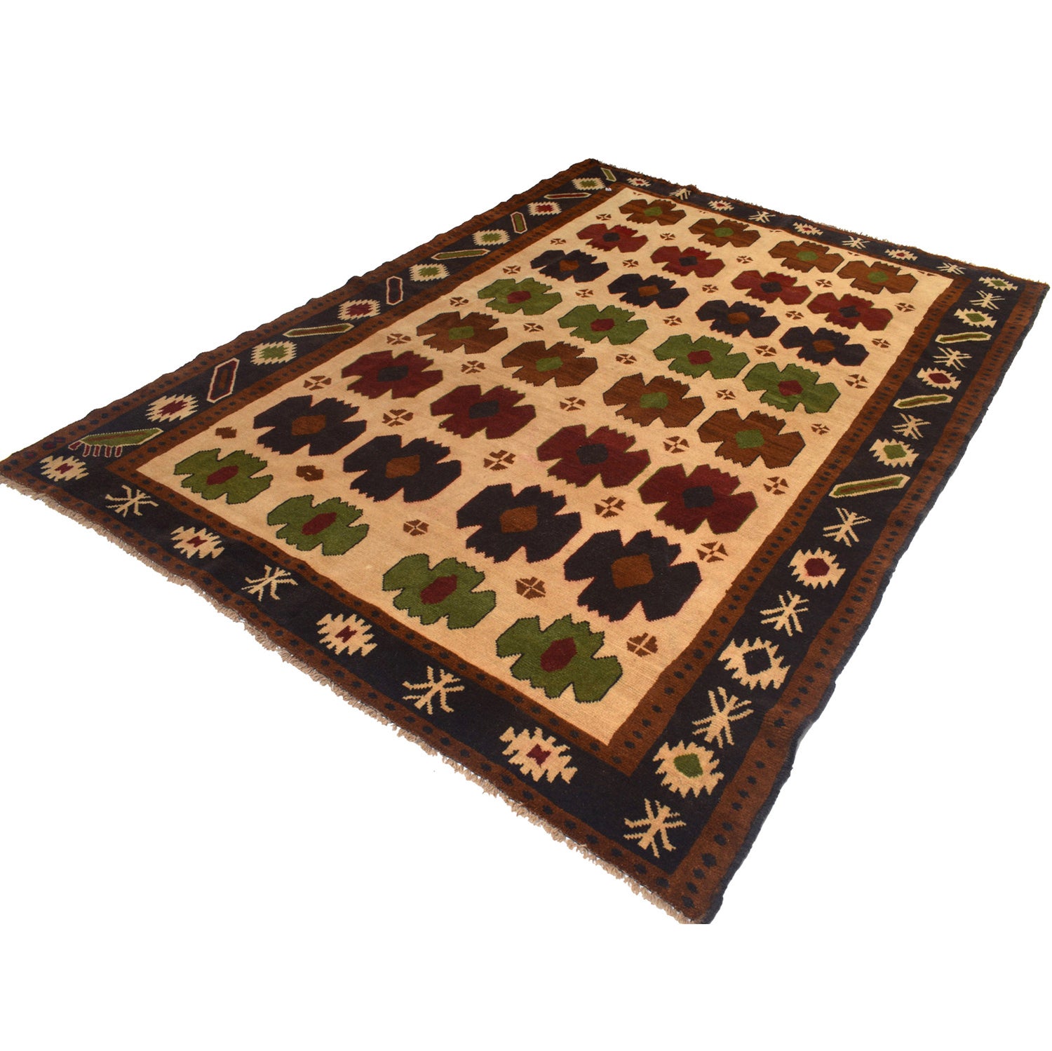 Kohistani Area Rug Handmade Beige Floral 6x9 ft