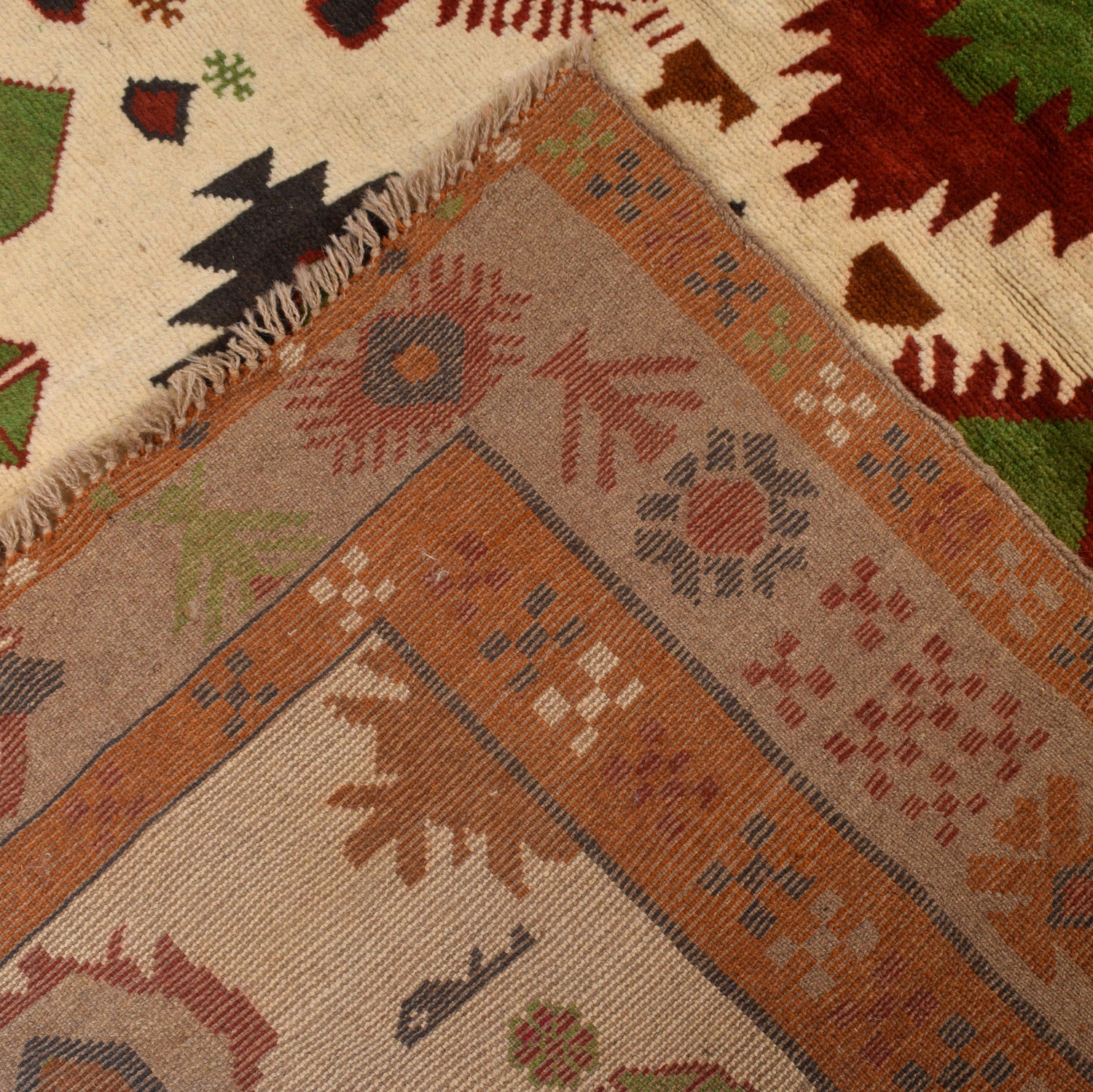 Kohistani Area Rug Handmade Beige Geometric 6x9 ft