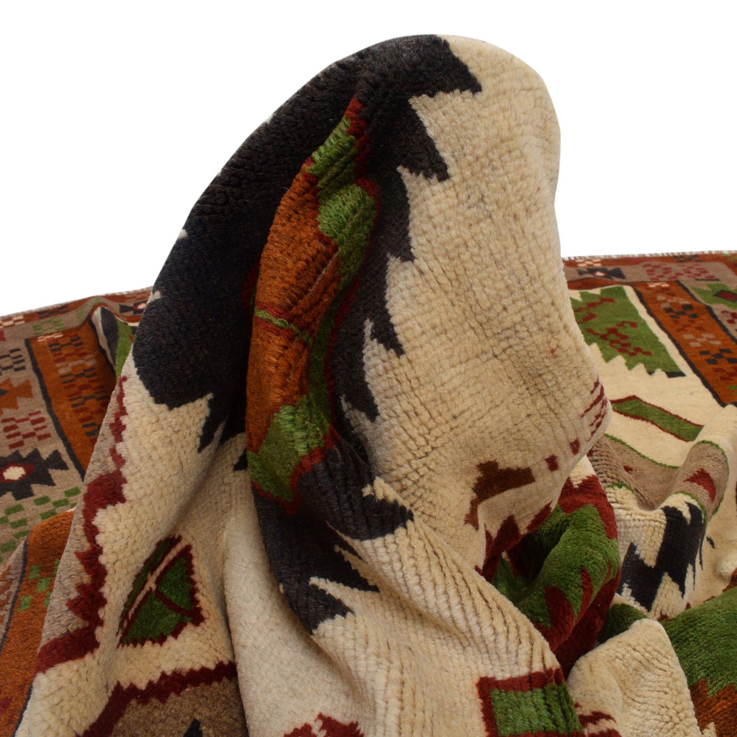 Kohistani Area Rug Handmade Beige Geometric 6x9 ft