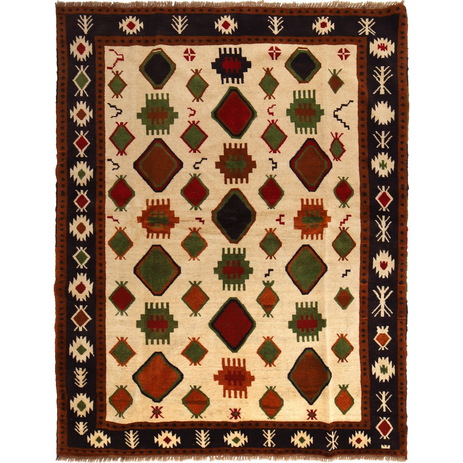 Kohistani Area Rug Handmade Beige Floral 5x8 ft