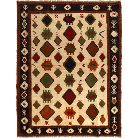 Kohistani Area Rug Handmade Beige Floral 5x8 ft