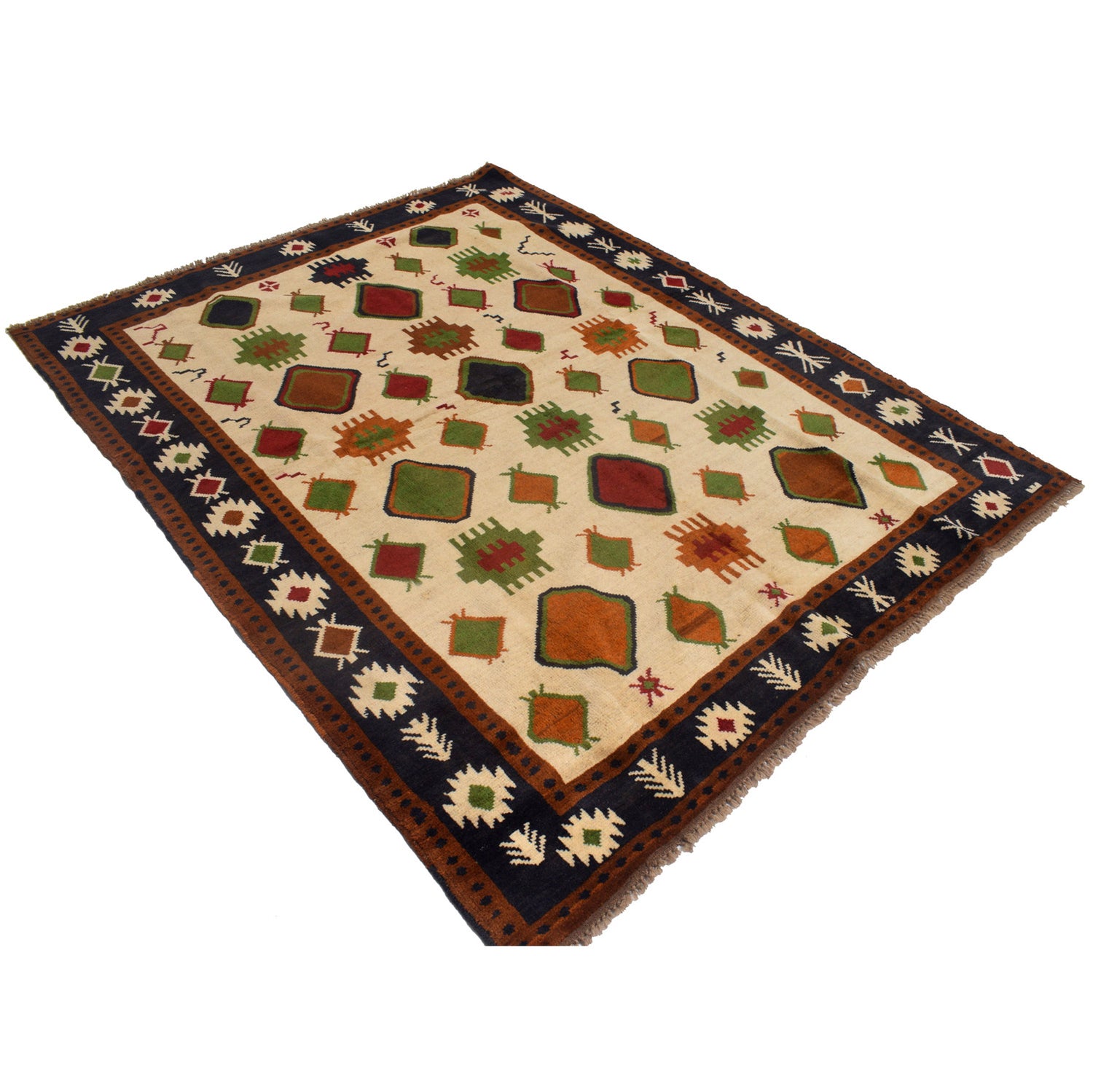 Kohistani Area Rug Handmade Beige Floral 5x8 ft
