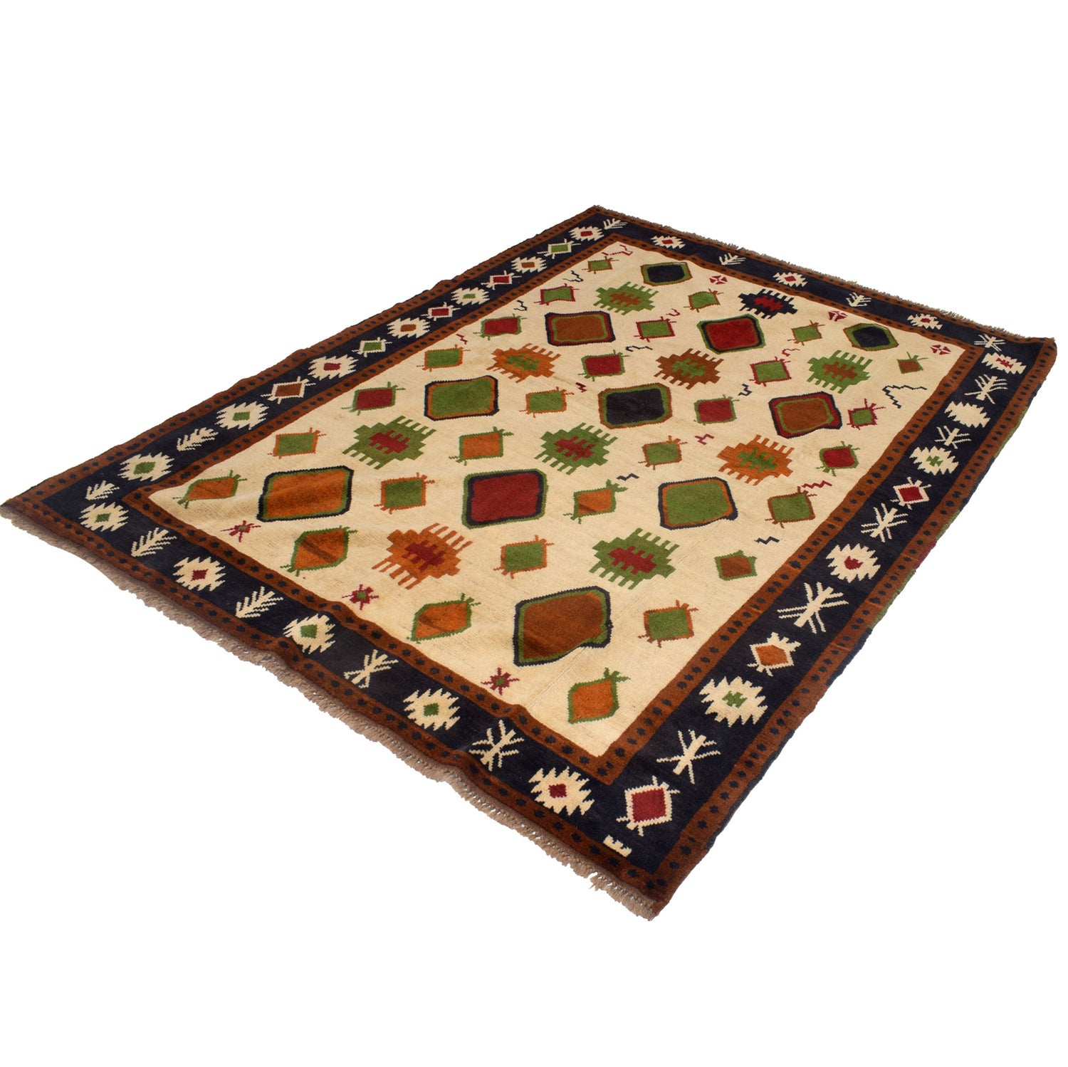 Kohistani Area Rug Handmade Beige Floral 5x8 ft