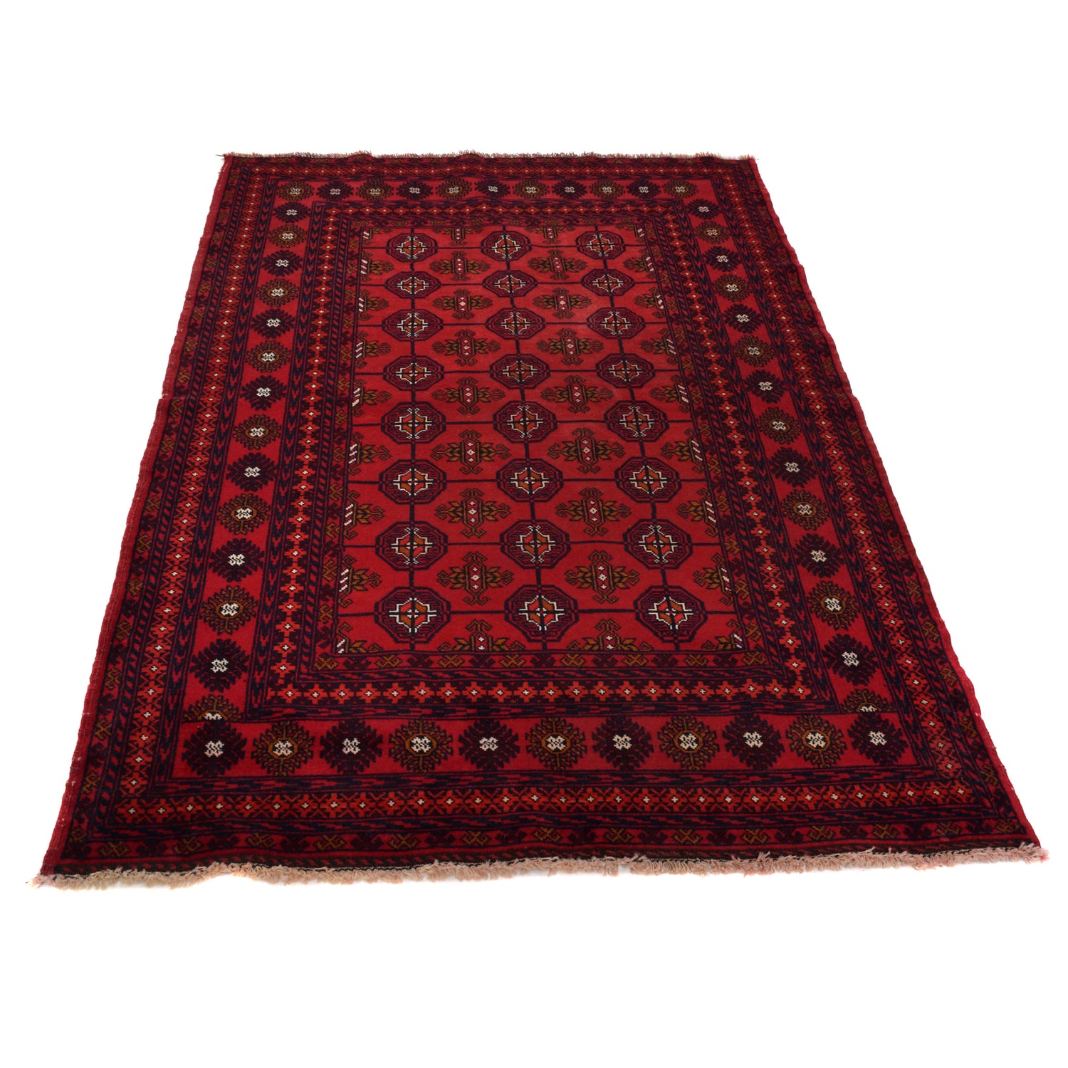 Bokhara Rug Handmade Vibrant Red Medallion 4x6 ft