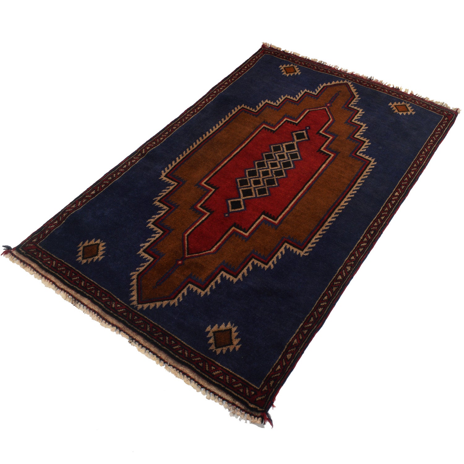 Baluchi Rug Handmade Dark Blue Floral 3x5 ft