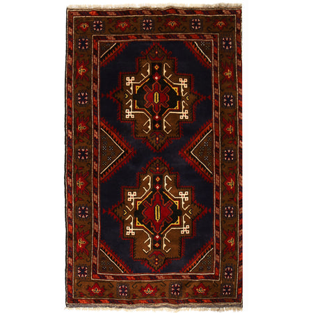 Baluchi Rug Handmade Multi Geometric 4x6 ft