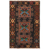 Baluchi Rug Handmade Black Floral 2x4 ft