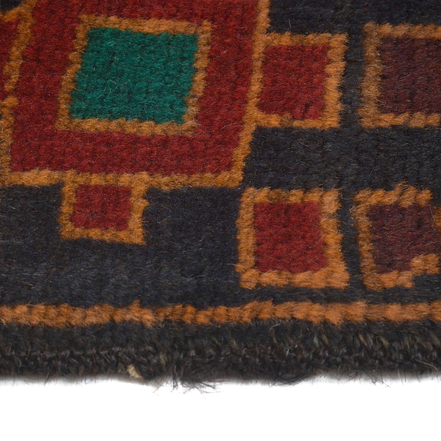 Baluchi Rug Handmade Black Floral 2x4 ft