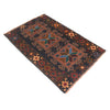 Baluchi Rug Handmade Black Floral 2x4 ft