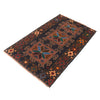 Baluchi Rug Handmade Black Floral 2x4 ft