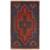Baluchi Rug Handmade Dark Blue Floral 2x4 ft