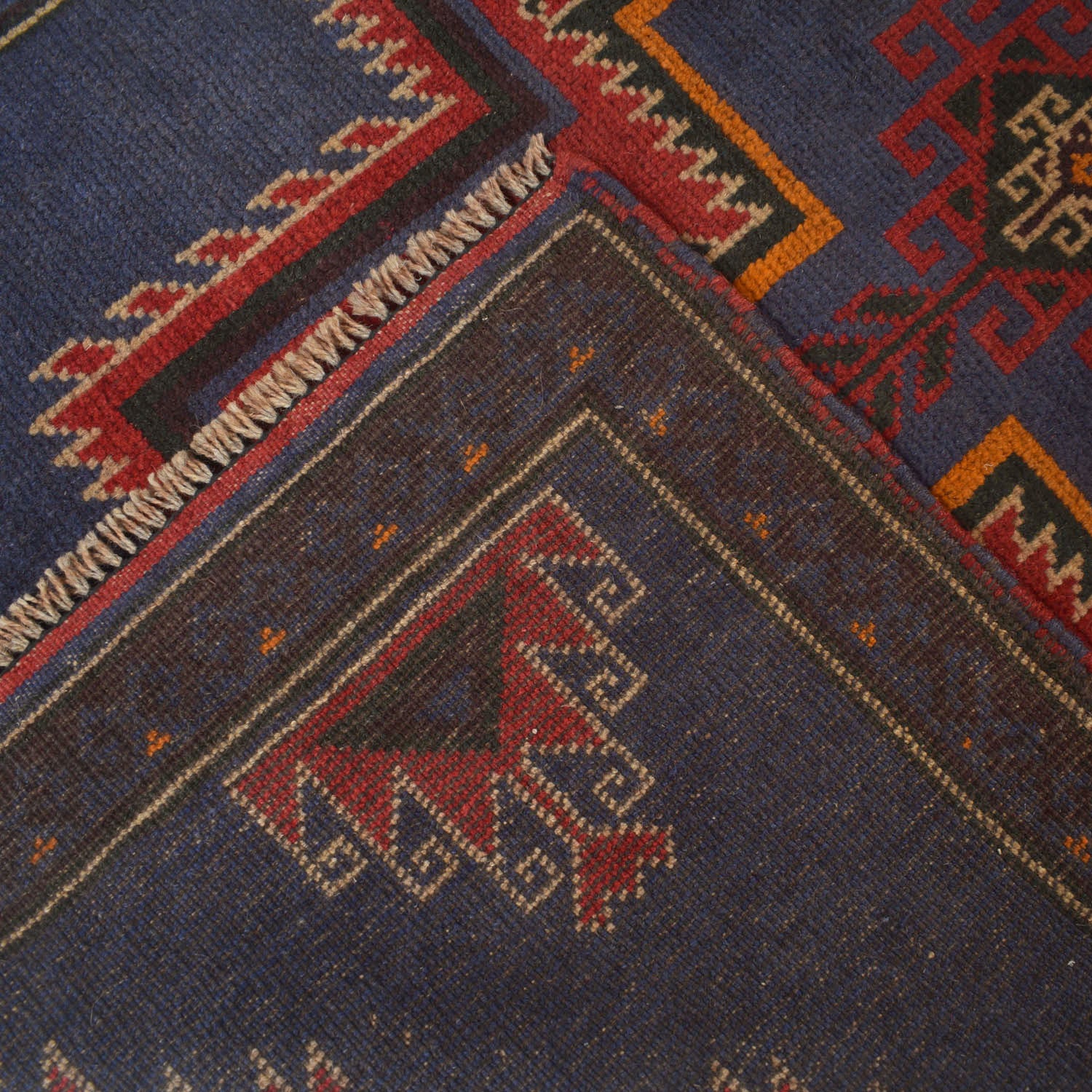 Baluchi Rug Handmade Dark Blue Floral 2x4 ft
