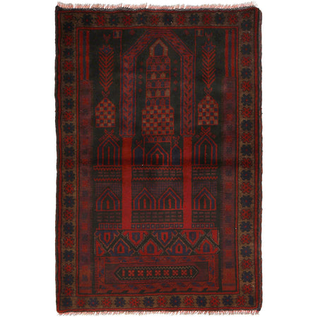 Baluchi Rug Handmade Multi Prayer Design 3x5 ft