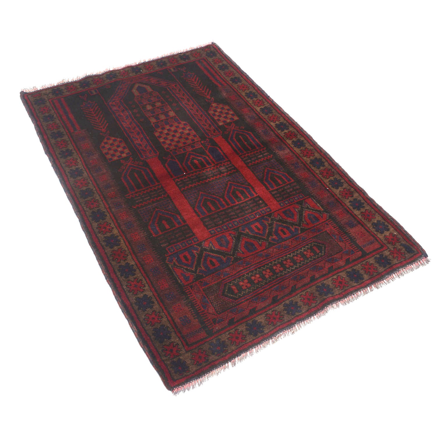 Baluchi Rug Handmade Multi Prayer Design 3x5 ft