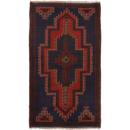 Baluchi Rug Handmade Dark Blue Floral 2x4 ft