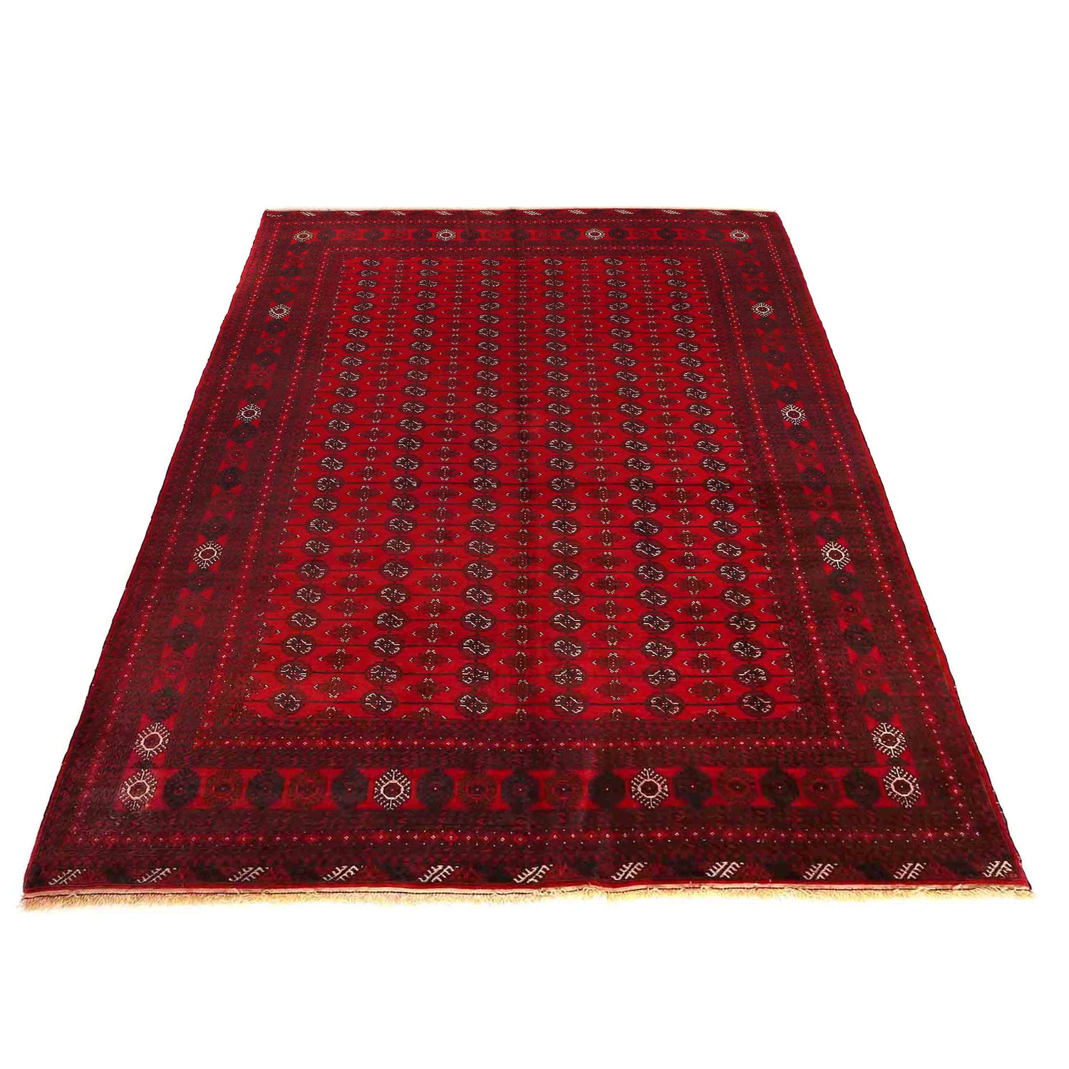 Bokhara Rug Handmade Vibrant Red Medallion 7x10 ft