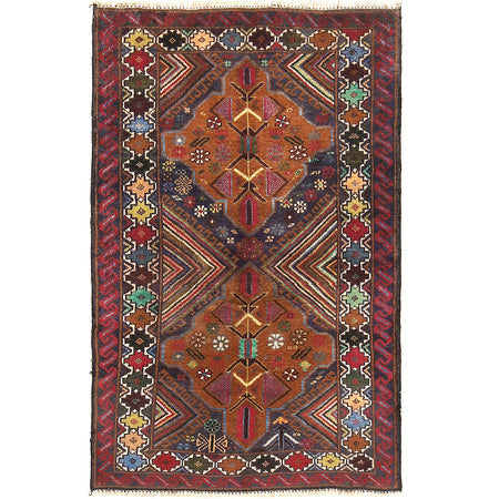 Baluchi Rug Handmade Multi Geometric 2x4 ft