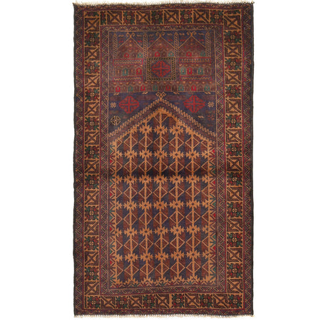 Baluchi Rug Handmade Multi Prayer Design 3x5 ft