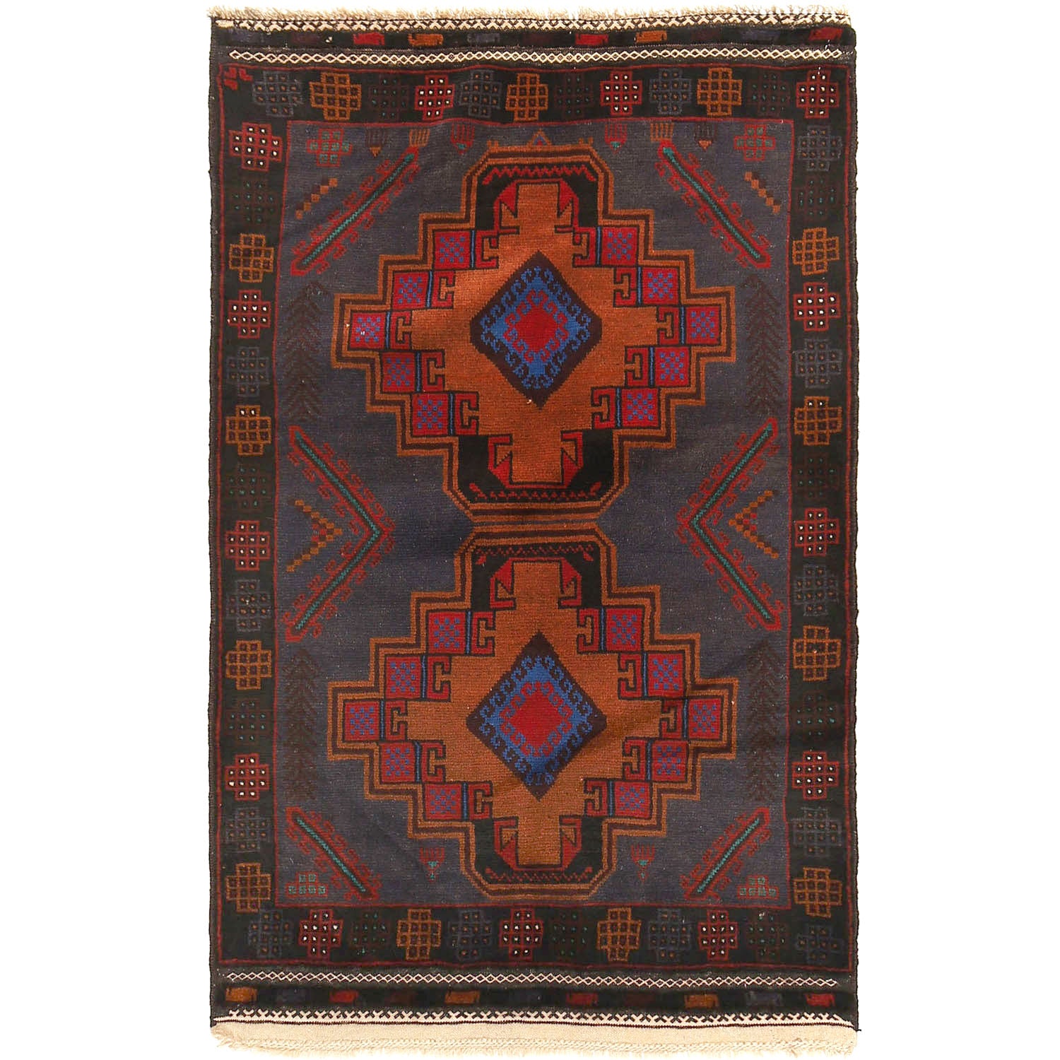 Baluchi Rug Handmade Multi Geometric 3x5 ft