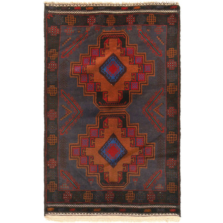 Baluchi Rug Handmade Multi Geometric 3x5 ft