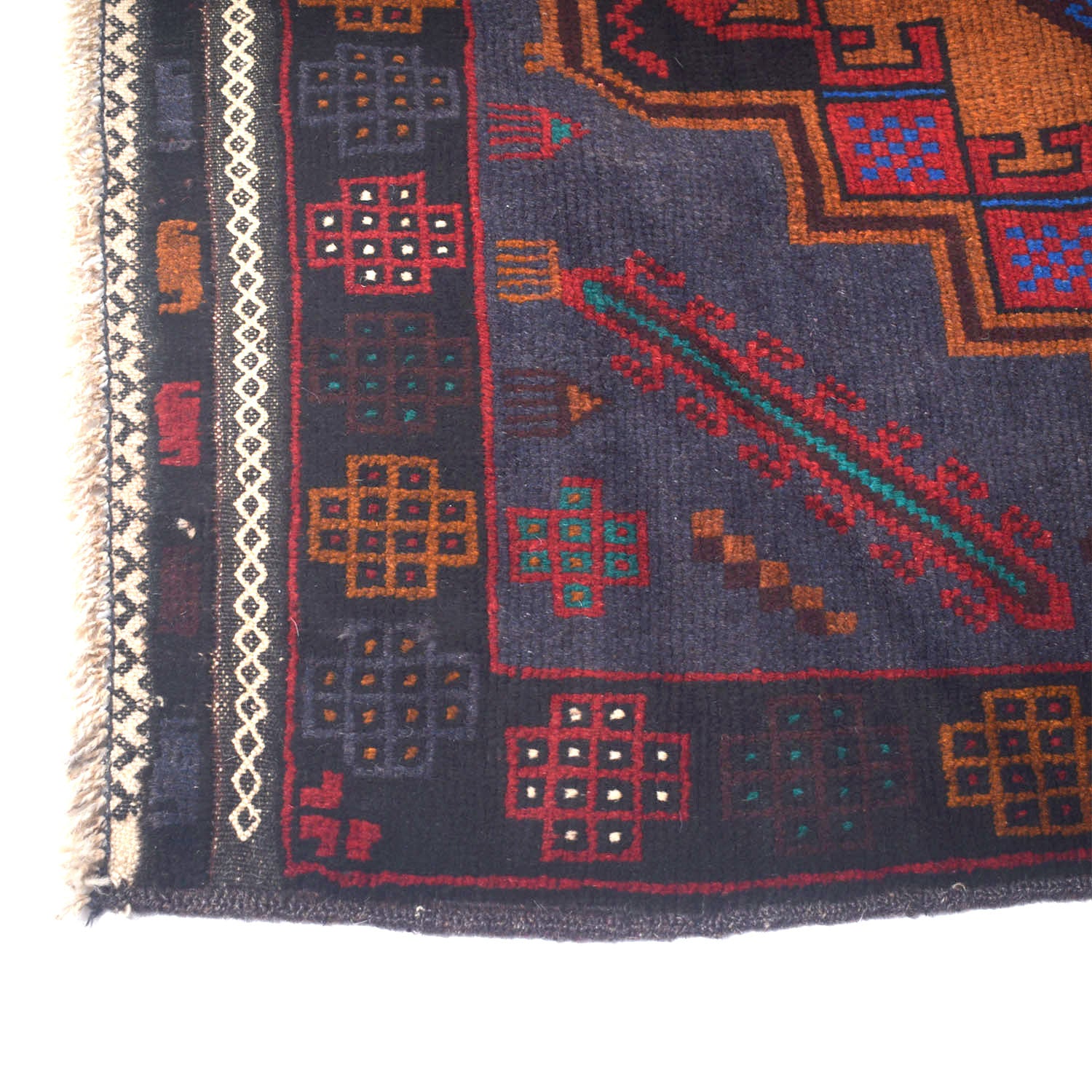 Baluchi Rug Handmade Multi Geometric 3x5 ft