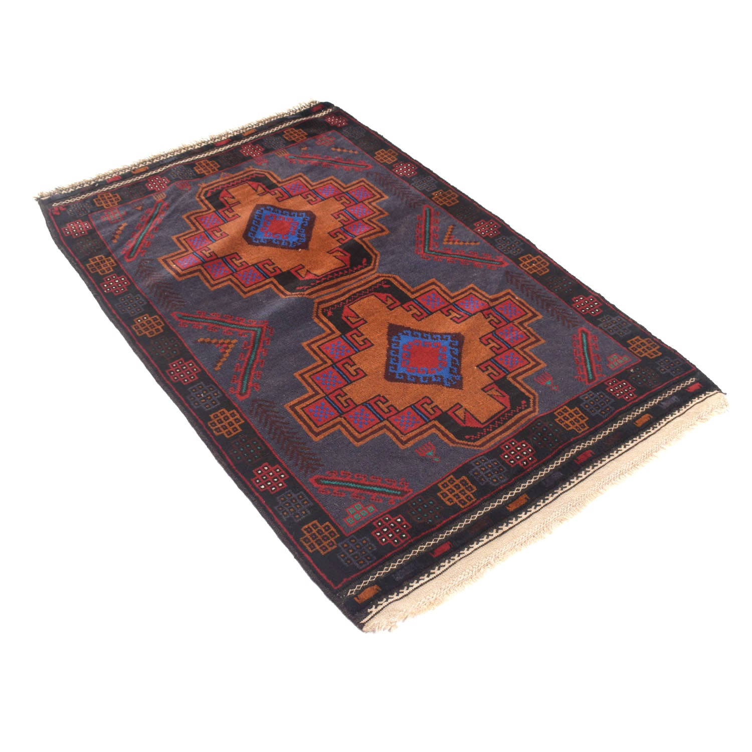 Baluchi Rug Handmade Multi Geometric 3x5 ft