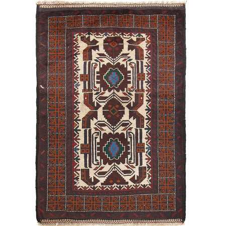 Baluchi Rug Handmade Multi Geometric 3x5 ft