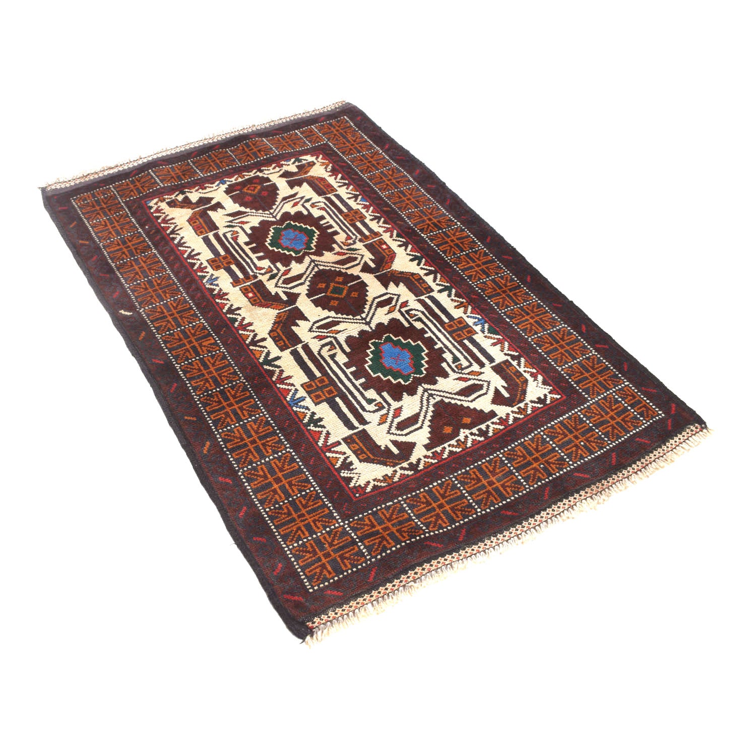 Baluchi Rug Handmade Multi Geometric 3x5 ft
