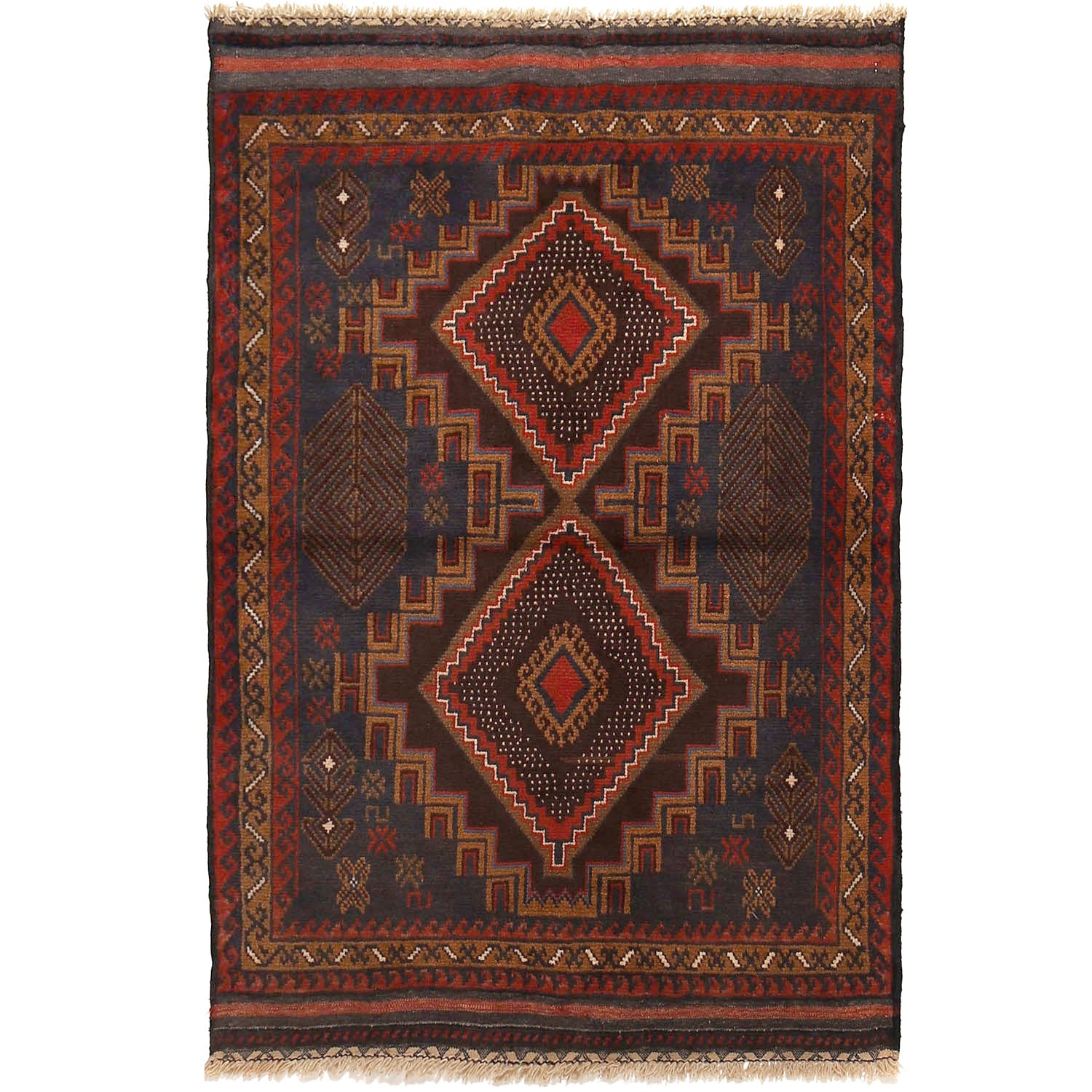 Baluchi Rug Handmade Multi Geometric 3x5 ft
