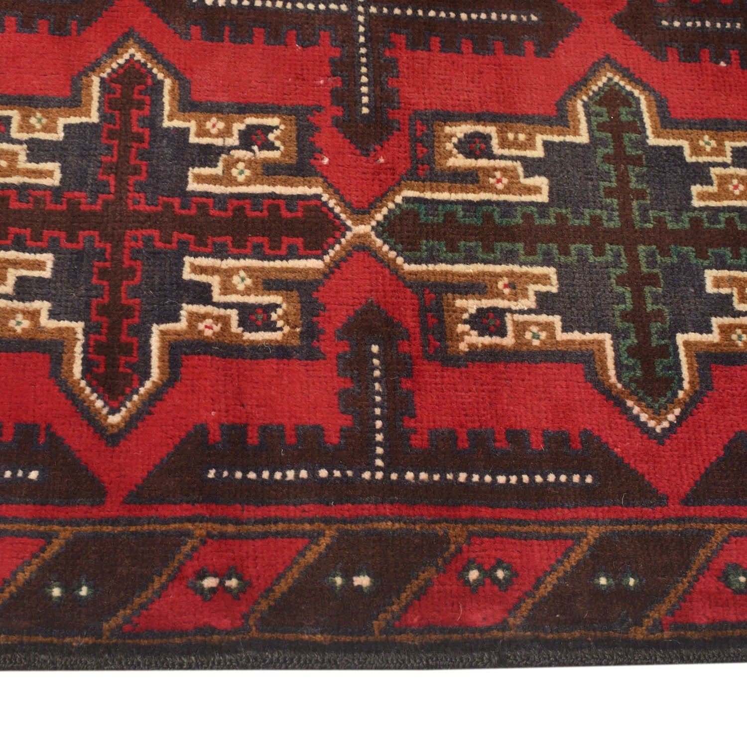 Baluchi Rug Handmade Red Geometric 3x5 ft