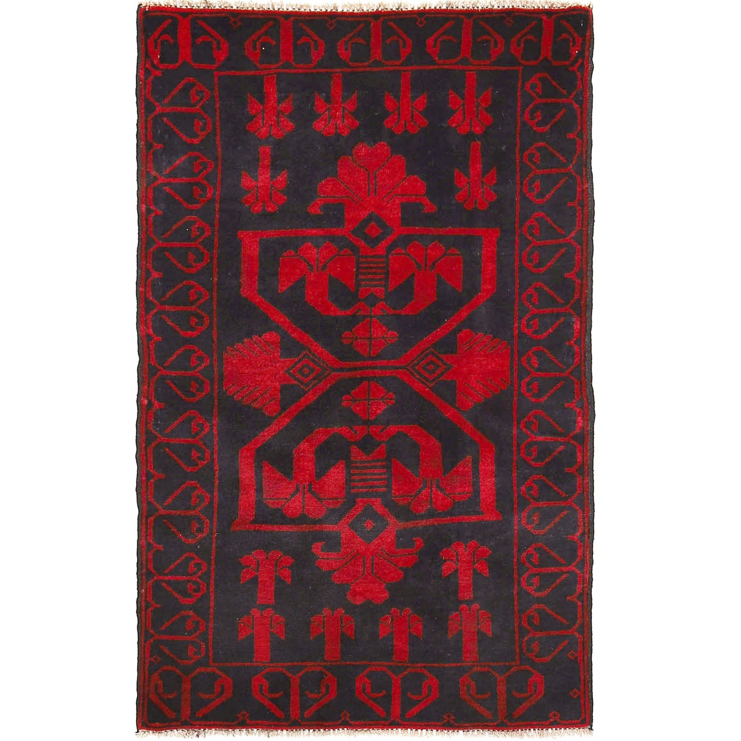 Baluchi Rug Handmade Multi Geometric 3x5 ft