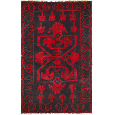 Baluchi Rug Handmade Multi Geometric 3x5 ft