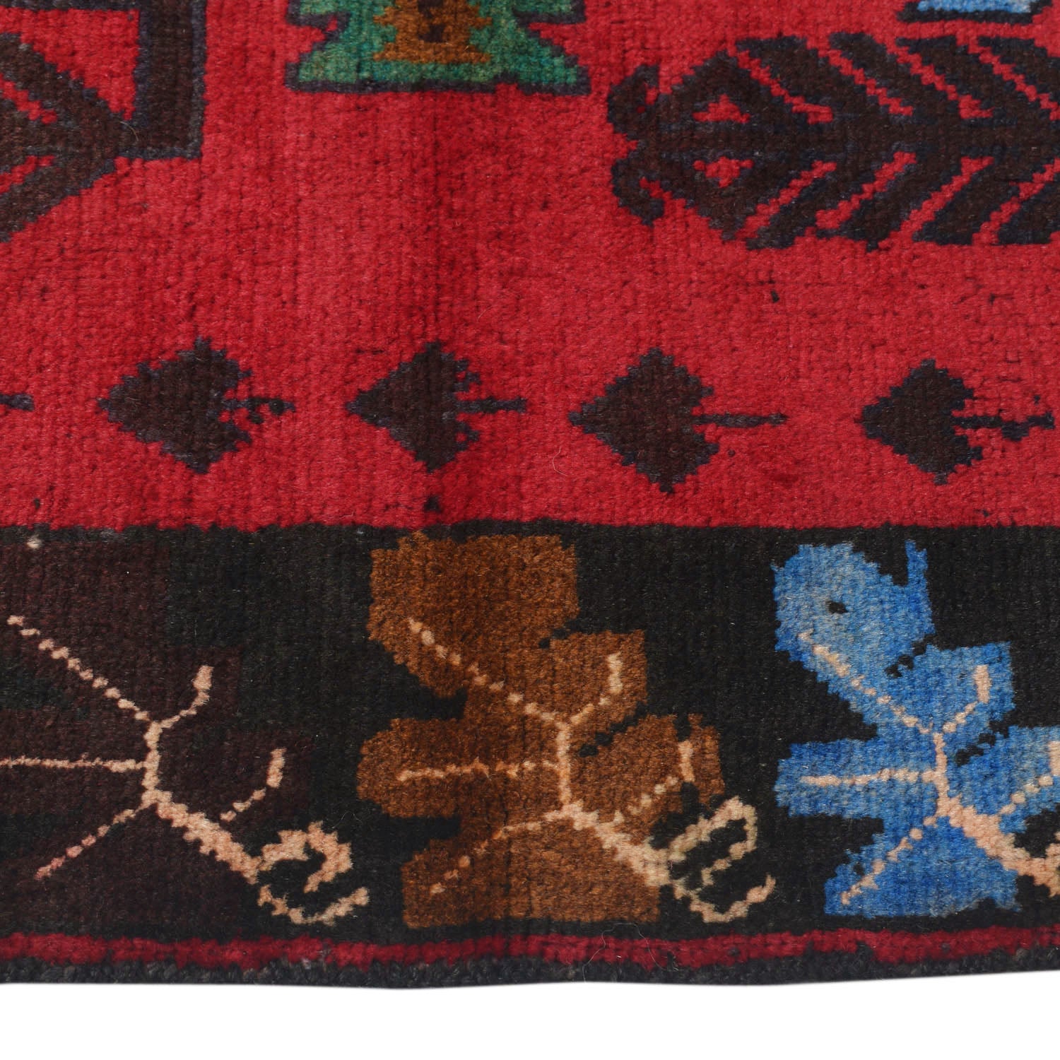 Baluchi Rug Handmade Red Geometric 3x5 ft