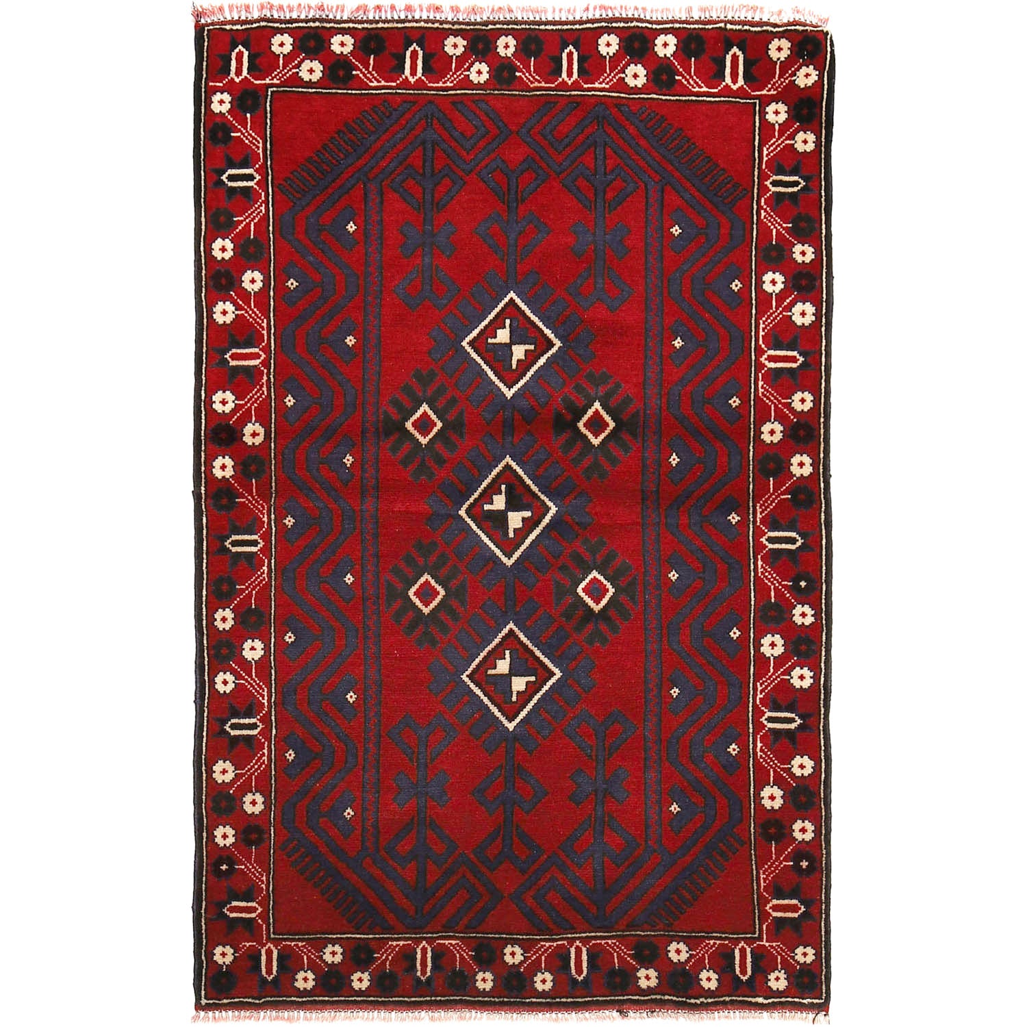 Baluchi Rug Handmade Multi Geometric 3x5 ft