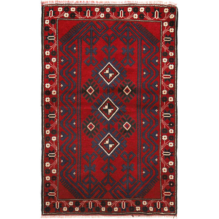Baluchi Rug Handmade Multi Geometric 3x5 ft