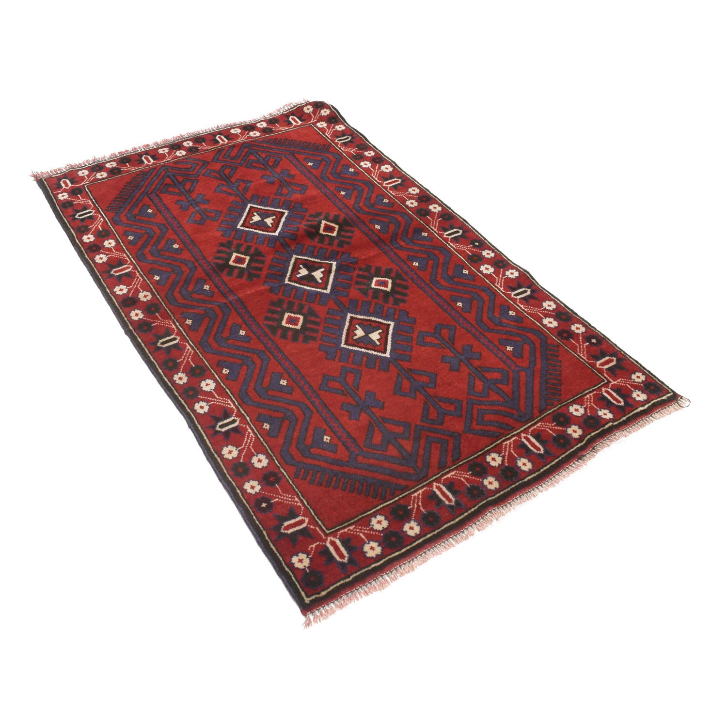 Baluchi Rug Handmade Multi Geometric 3x5 ft