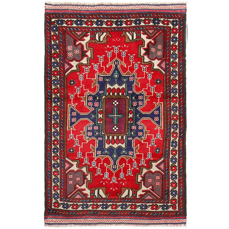 Baluchi Rug Handmade Multi Geometric 3x5 ft