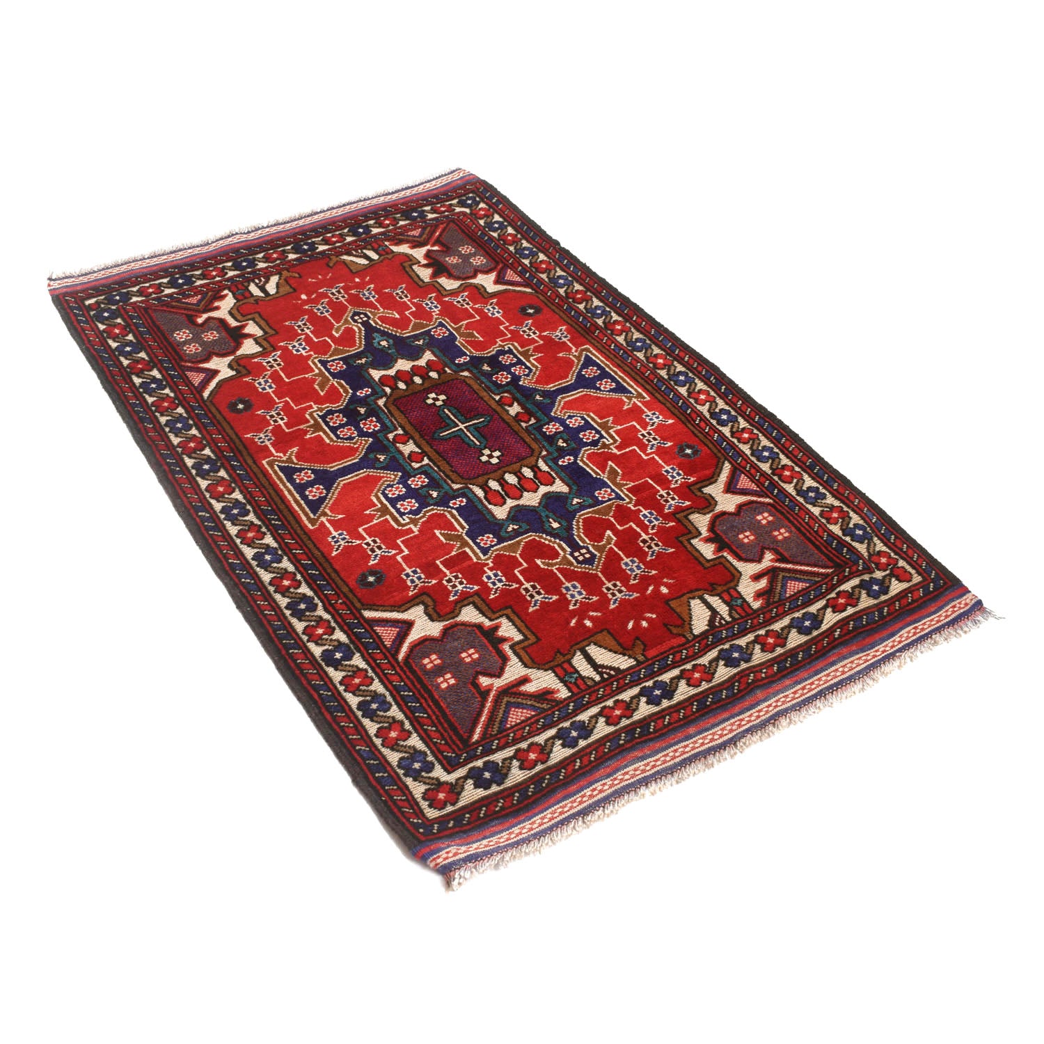 Baluchi Rug Handmade Multi Geometric 3x5 ft