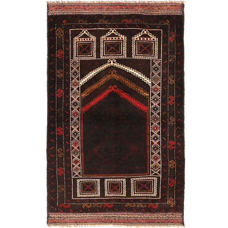 Baluchi Rug Handmade Multi Prayer Design 3x5 ft