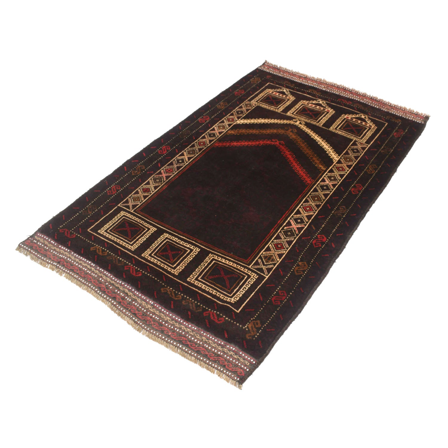 Baluchi Rug Handmade Multi Prayer Design 3x5 ft
