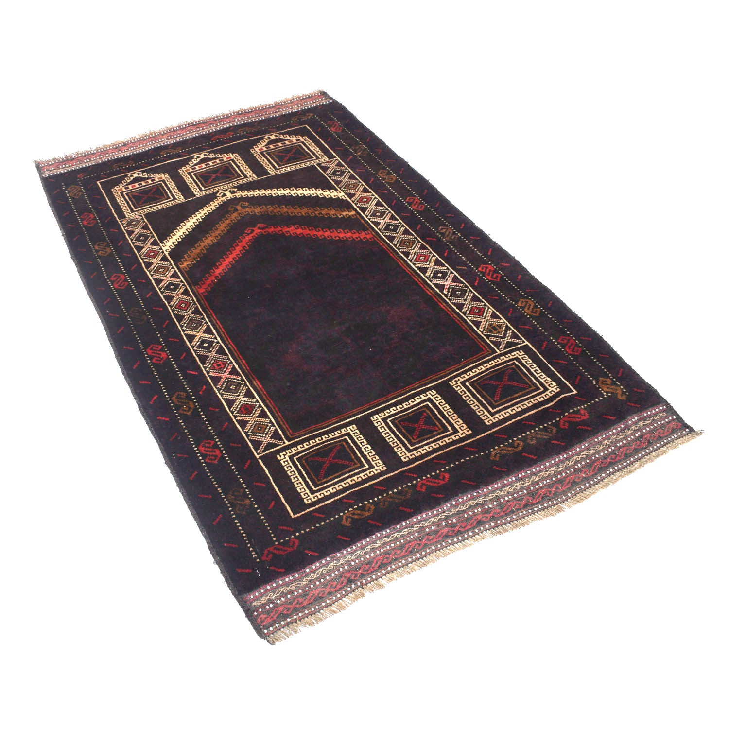 Baluchi Rug Handmade Multi Prayer Design 3x5 ft