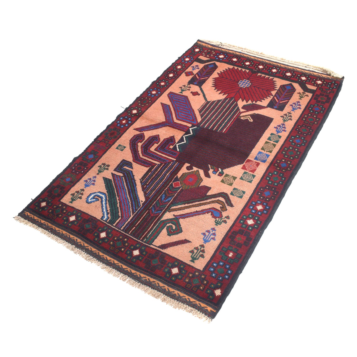 Baluchi Rug Handmade Multi Geometric 3x5 ft